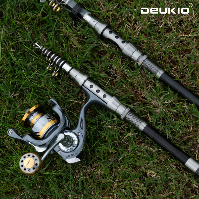 Conventional Reel - DEUKIO Angelruten- und Rollen-Kombination, Teleskop-Angelrute, Spinnrolle,